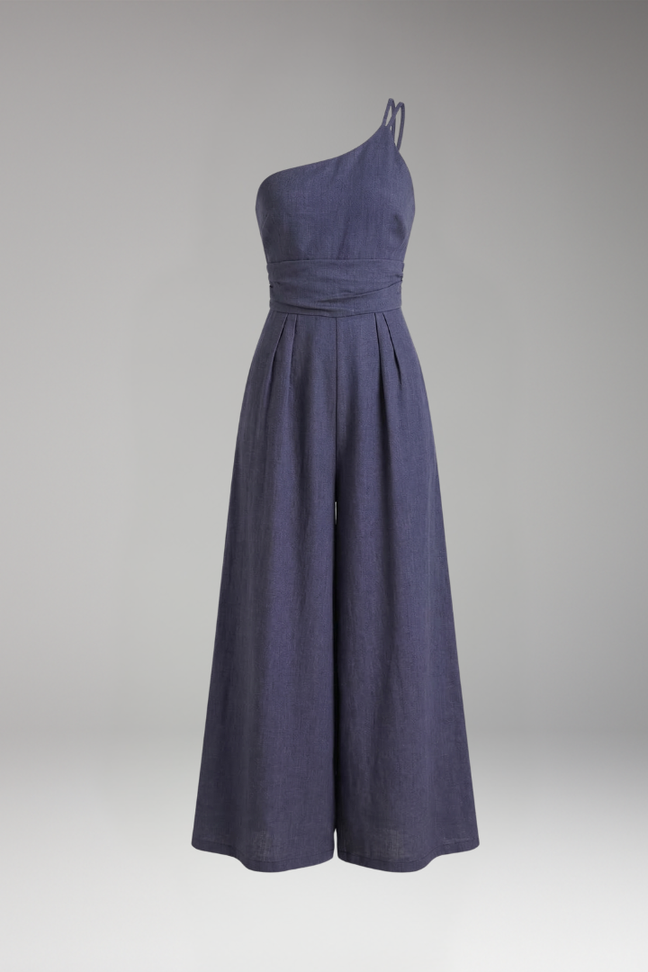 Women One Shoulder Jumpsuit with Wide Legs