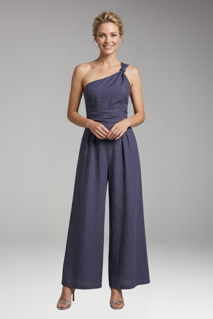 Women One Shoulder Jumpsuit with Wide Legs