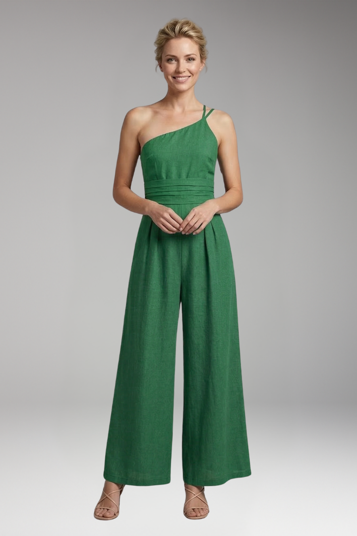 Women One Shoulder Jumpsuit with Wide Legs