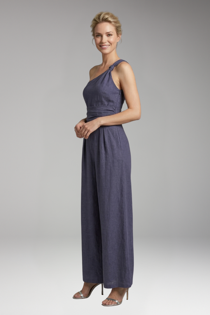 Women One Shoulder Jumpsuit with Wide Legs