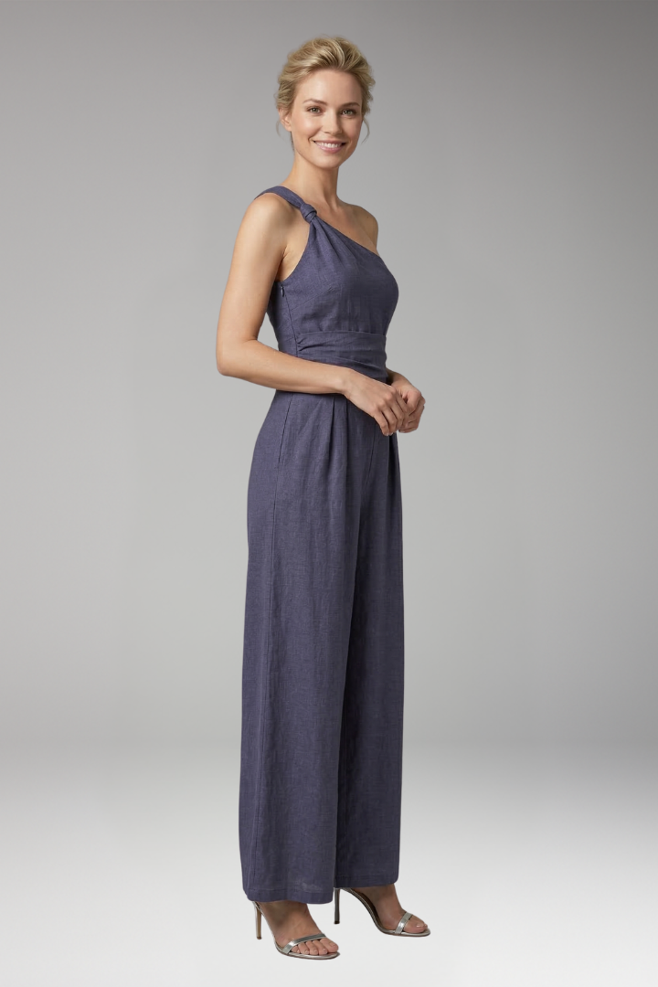 Women One Shoulder Jumpsuit with Wide Legs