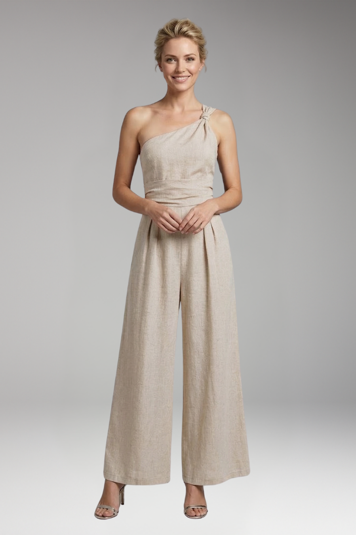 Women One Shoulder Jumpsuit with Wide Legs