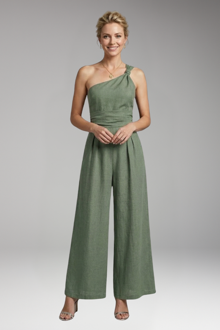Women One Shoulder Jumpsuit with Wide Legs