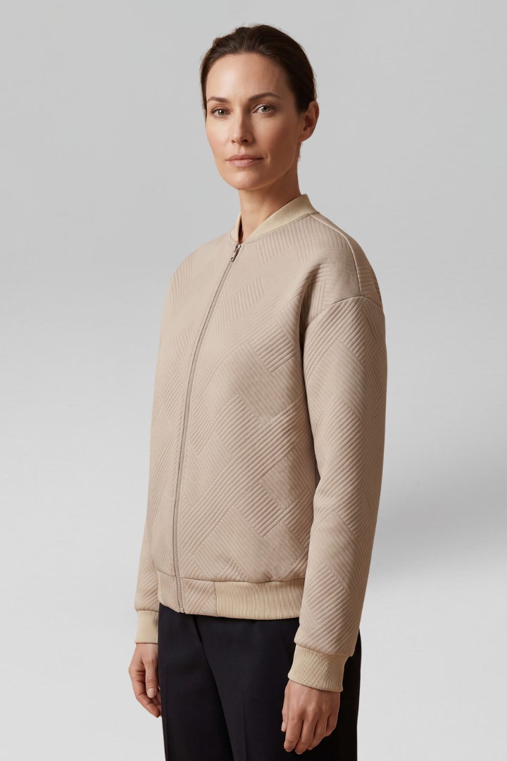 Women Transitional Bomber Jacket with Textured Finish for Fall