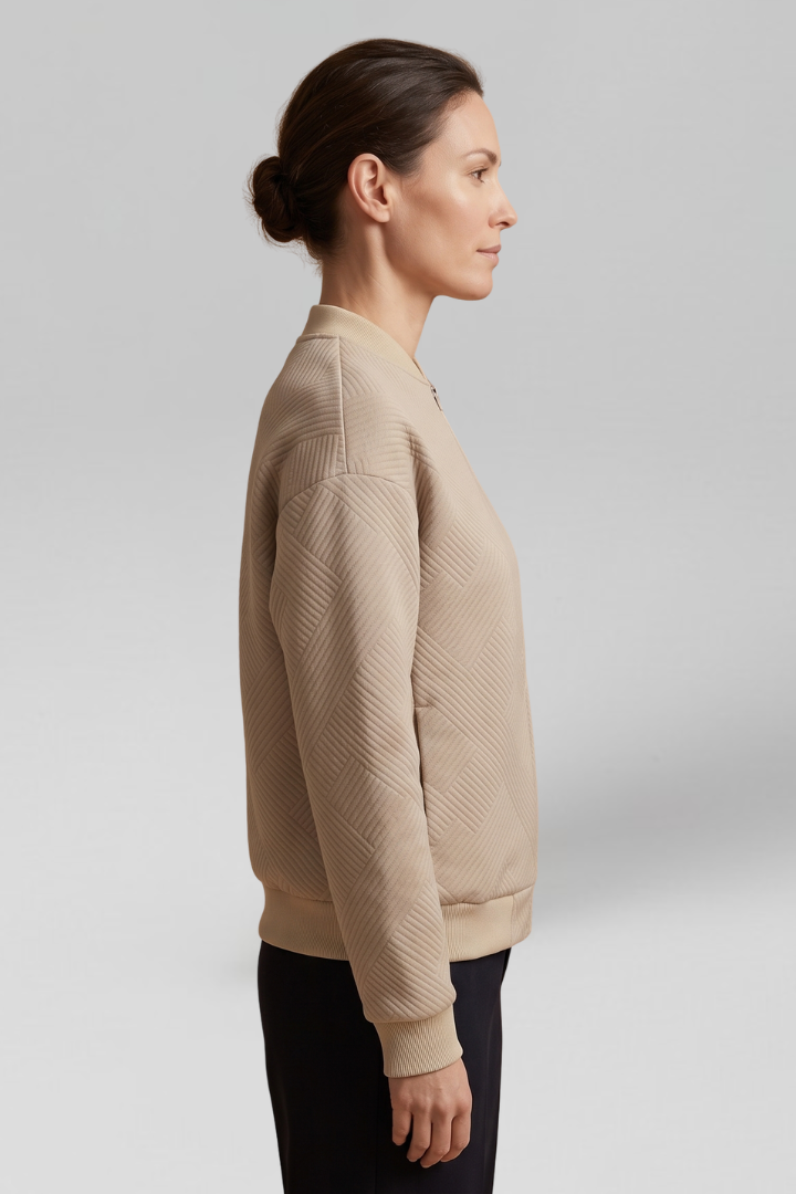 Women Transitional Bomber Jacket with Textured Finish for Fall