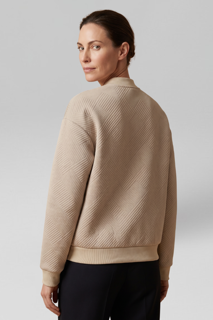 Women Transitional Bomber Jacket with Textured Finish for Fall
