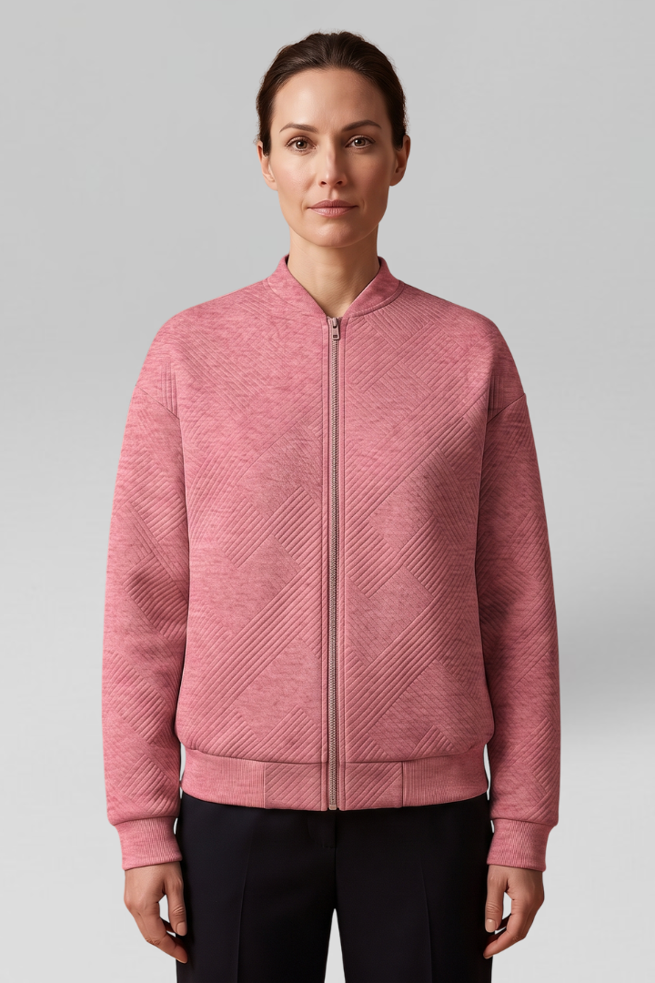 Women Transitional Bomber Jacket with Textured Finish for Fall