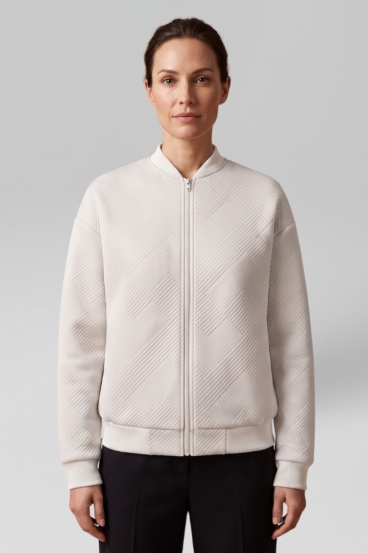 Women Transitional Bomber Jacket with Textured Finish for Fall