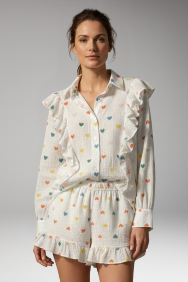 Women's 2-Piece Set with Button-Front Shirt for Weekend Wear