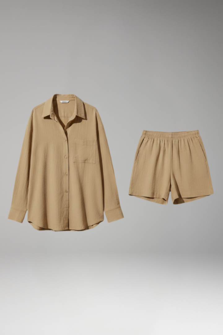 Women's 2-Piece Set with Button Front Shirt for Everyday Wear