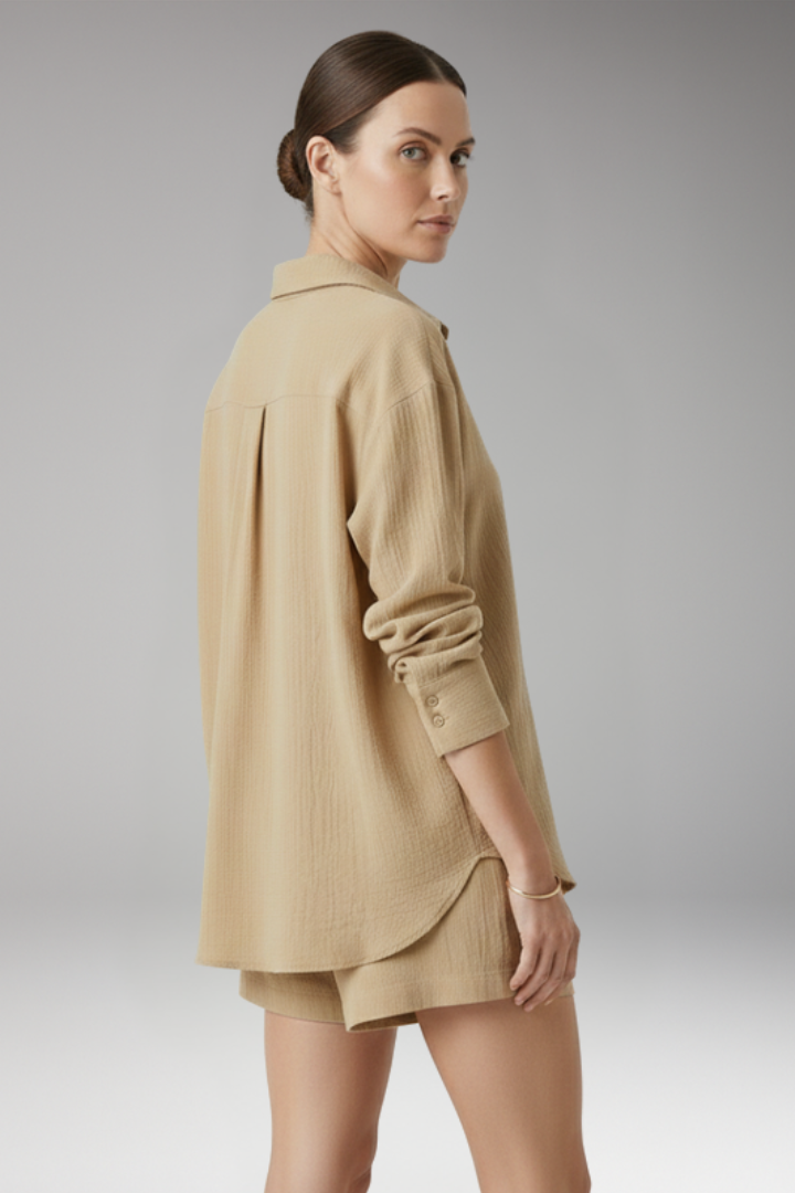 Women's 2-Piece Set with Button Front Shirt for Everyday Wear