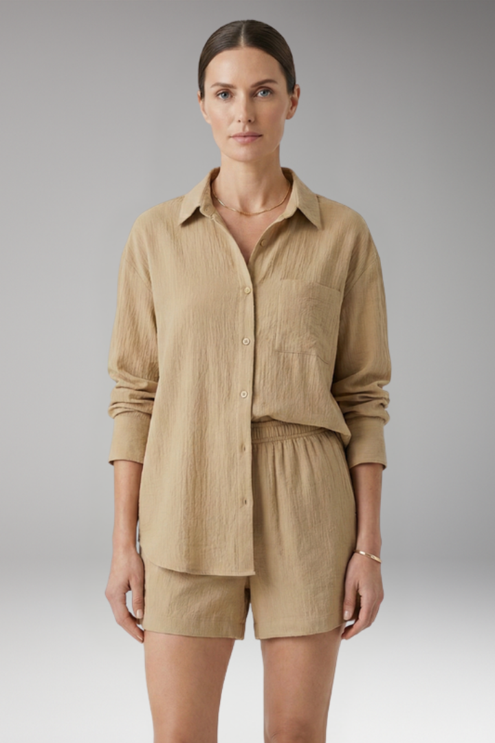 Women's 2-Piece Set with Button Front Shirt for Everyday Wear
