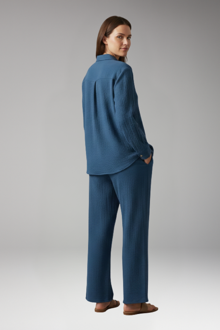 Women's 2-Piece Set with Button Front for All-Season Wear