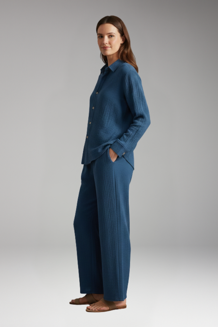 Women's 2-Piece Set with Button Front for All-Season Wear