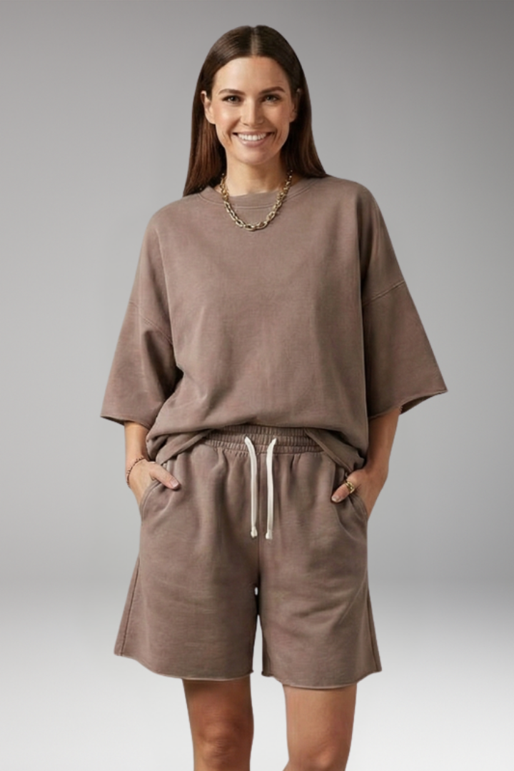 Women's 2-Piece Set with Drawstring Shorts for Summer