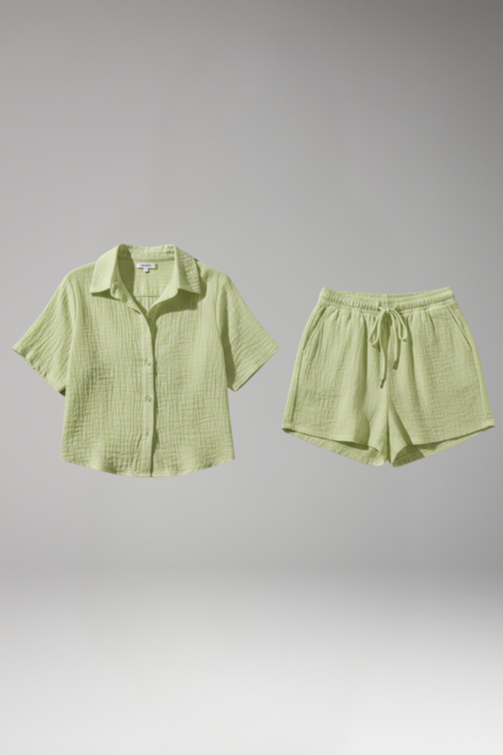 Women's 2-Piece Set with Short Sleeve Shirt for Summer