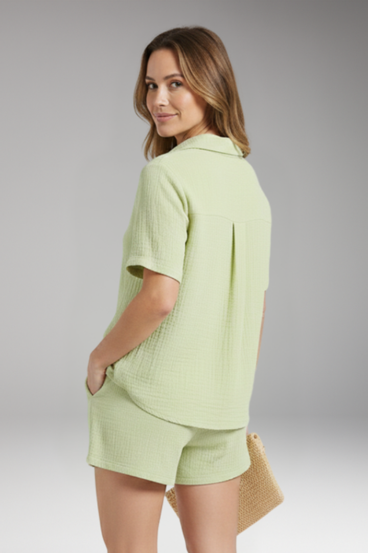 Women's 2-Piece Set with Short Sleeve Shirt for Summer