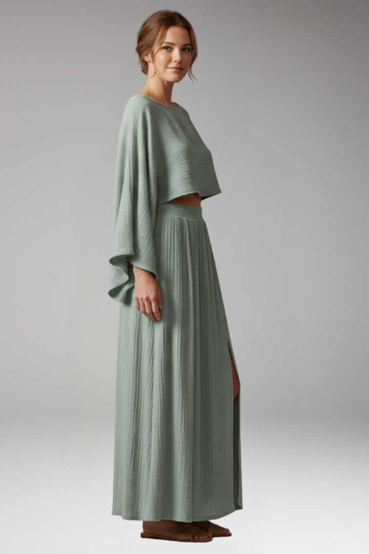 Women's 2-Piece Set with Side Slit for All-Season Wear