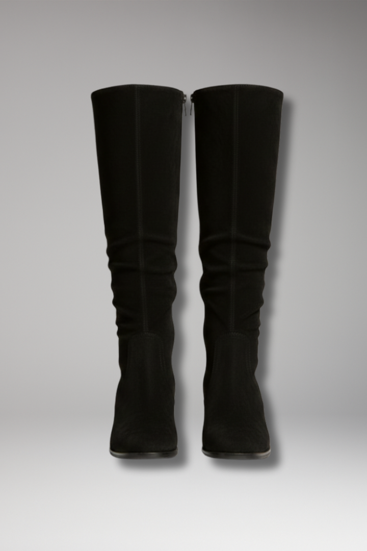 Women's Knee-High Boots with Side Zipper and Block Heel
