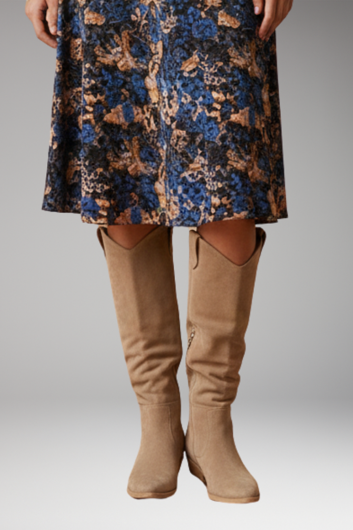 Women's Knee-High Boots with Side Zipper and Block Heel