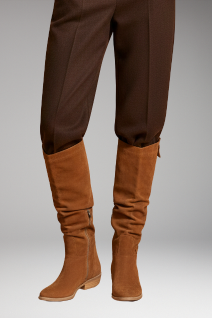 Women's Knee-High Boots with Side Zipper and Block Heel