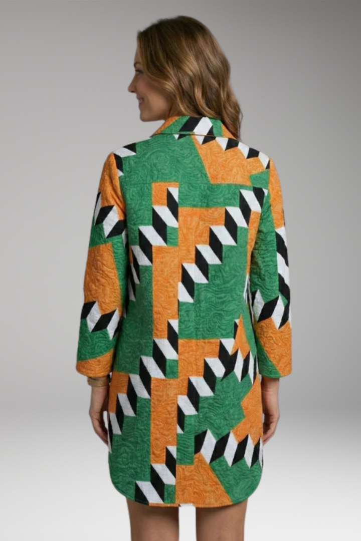 Women's Beach Dress with Button'Down and Abstract Print
