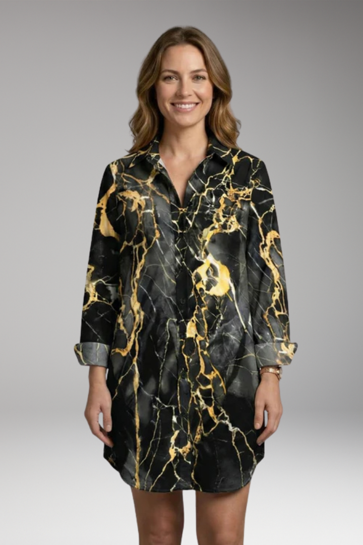 Women's Beach Dress with Button'Down and Abstract Print