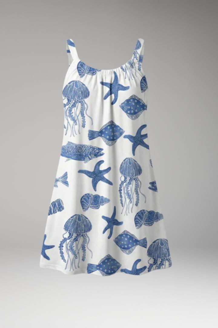 Women's Beach Dress with Scoop Neck and Side Slit