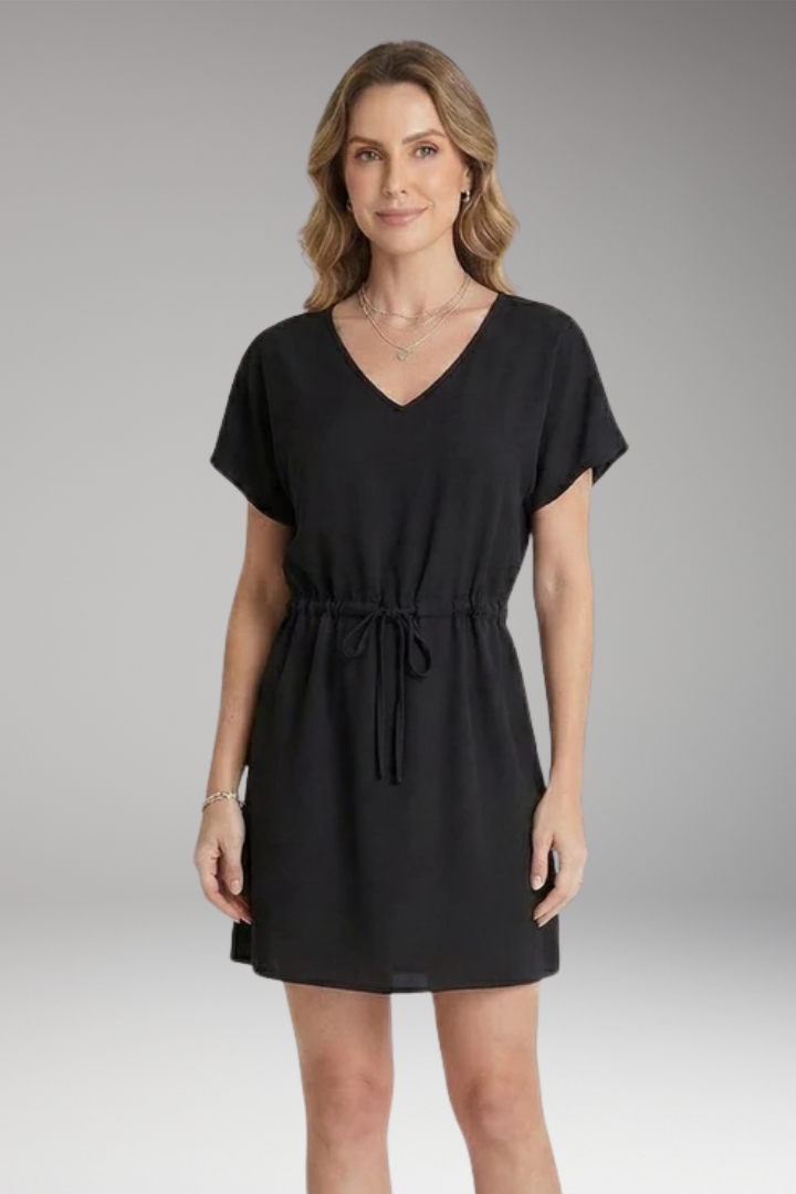 Women's Beach Dress with V'Neck and Drawstring Waist