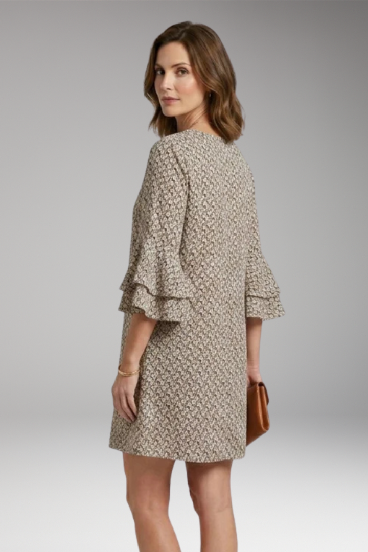Women's Beach Dress with V'Neck and Voluminous Sleeves