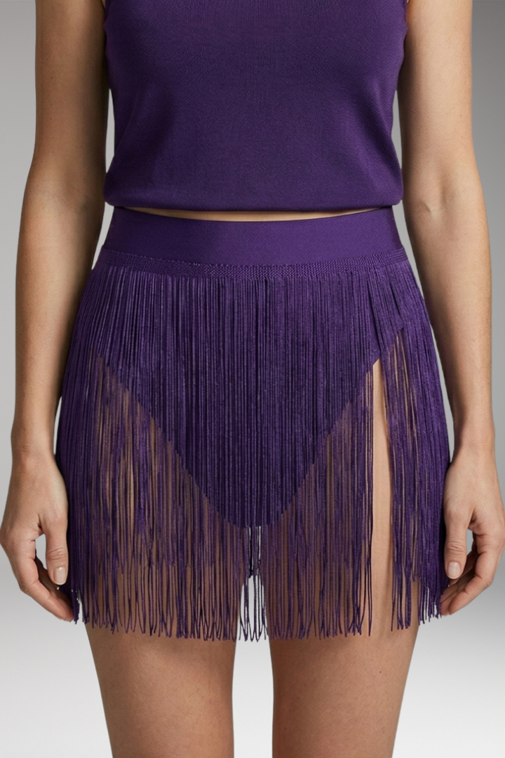 Women's Bikini Cover'Up Skirt with High Waist and Fringes