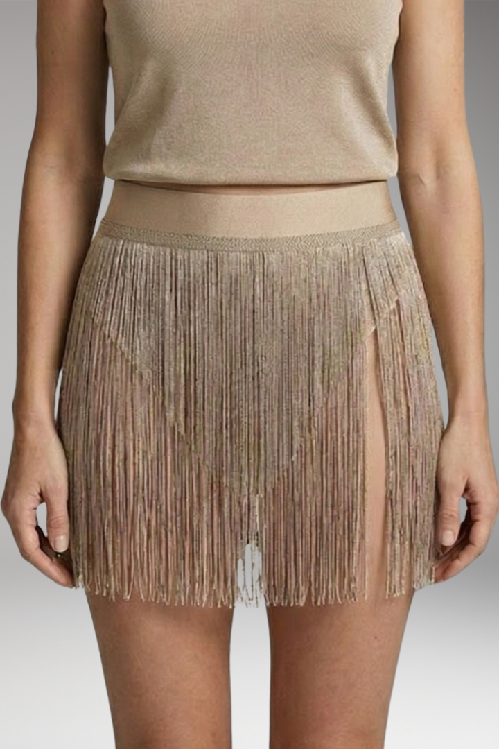 Women's Bikini Cover'Up Skirt with High Waist and Fringes