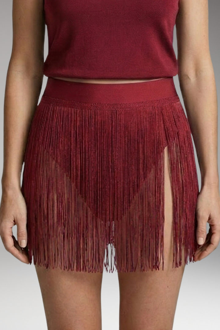 Women's Bikini Cover'Up Skirt with High Waist and Fringes