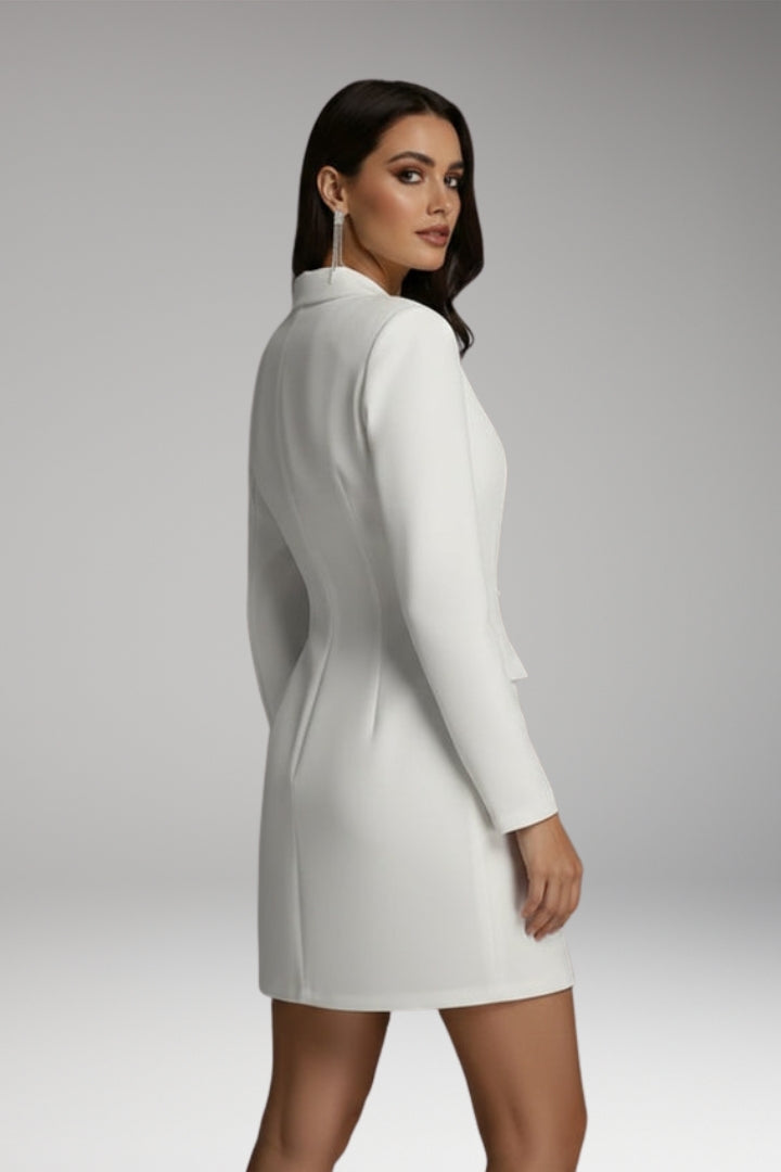 Women's Blazer Dress with Double Buttons and Mini Length
