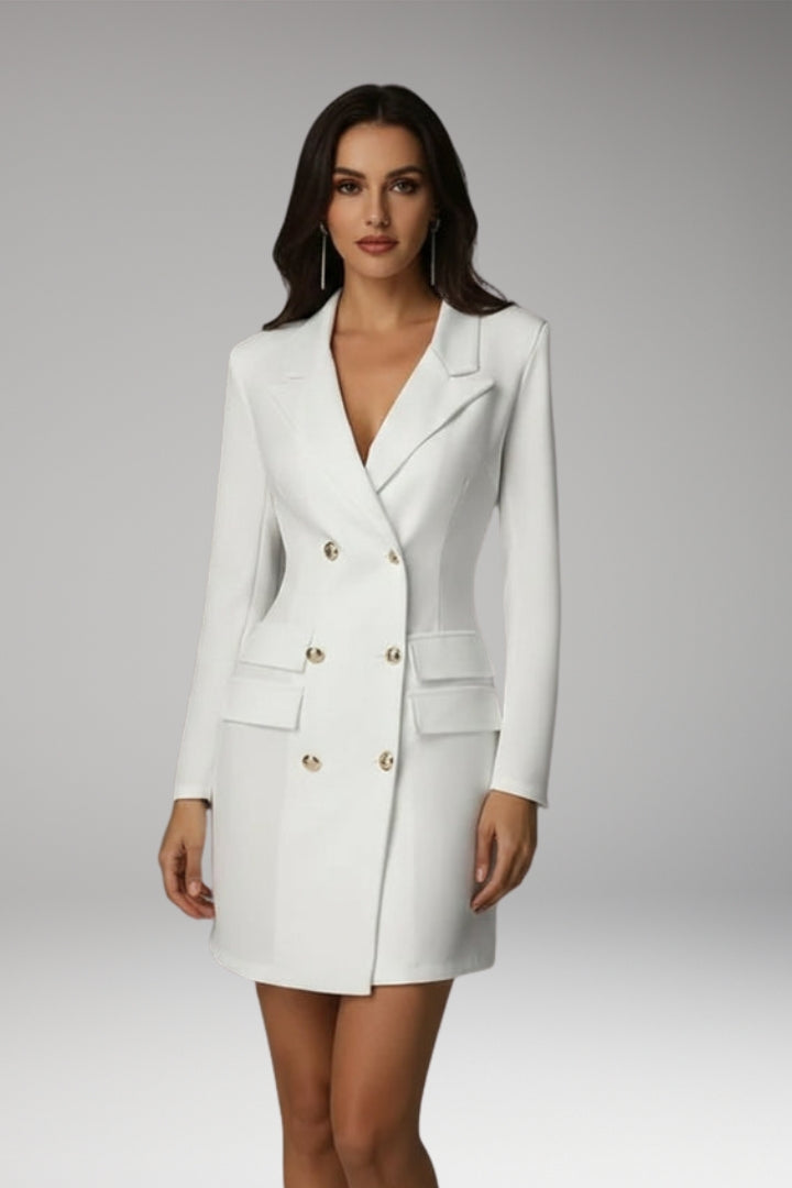 Women's Blazer Dress with Double Buttons and Mini Length