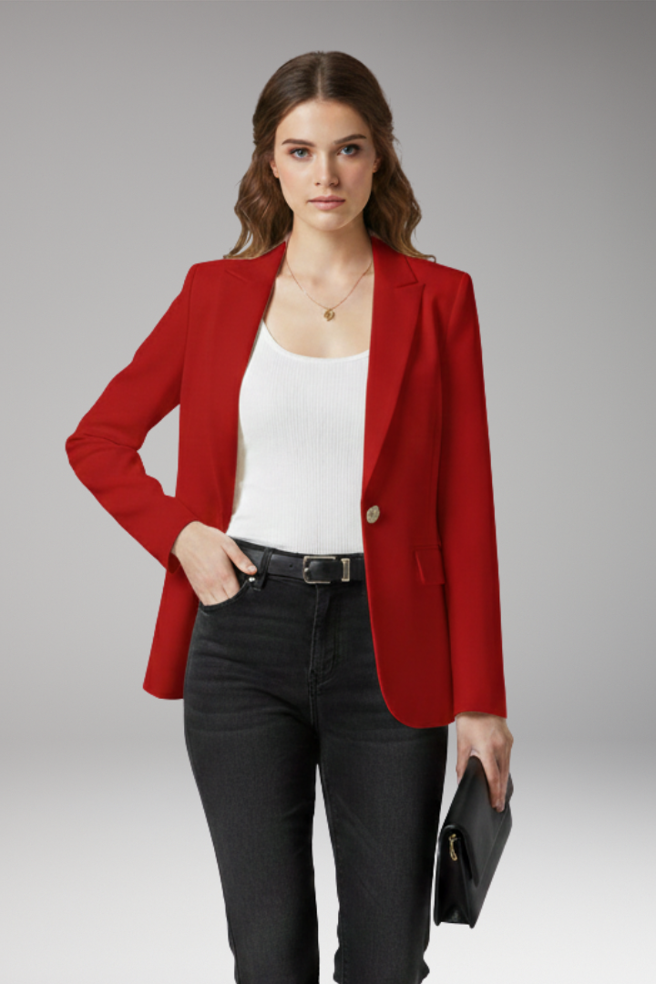 Women's Blazer with Notched Lapel and Button Closure