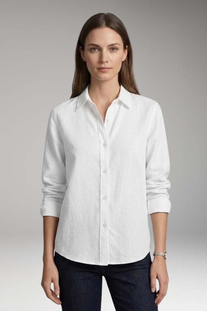 Women's Blouse with Button Closure and Collar Neckline