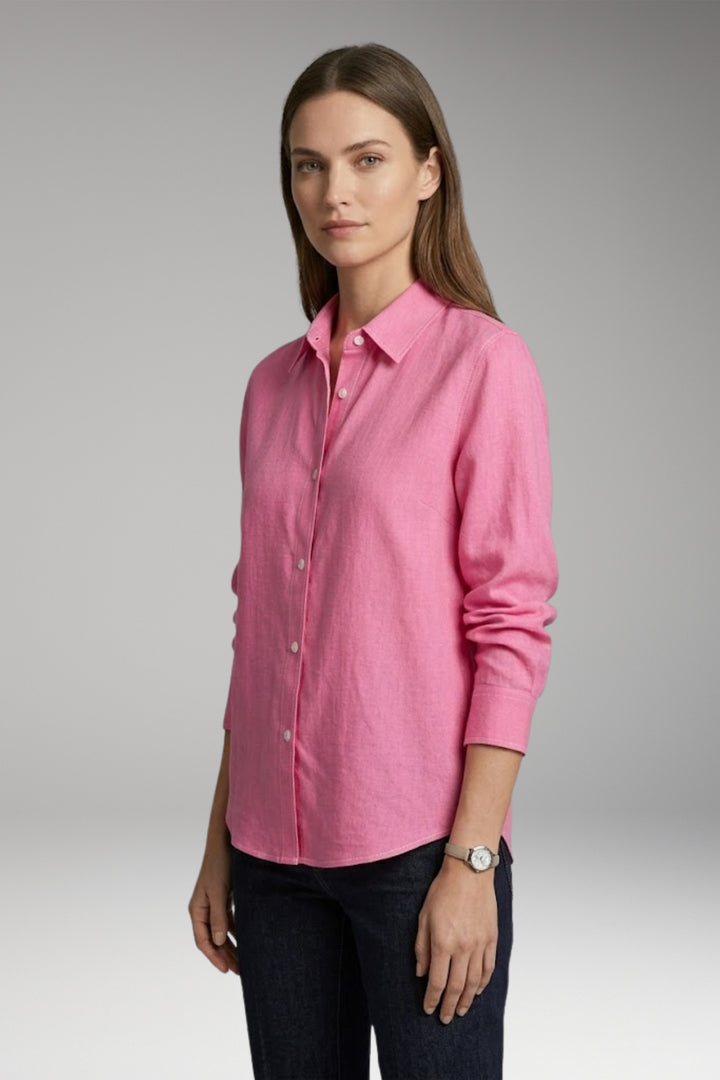 Women's Blouse with Button Closure and Collar Neckline