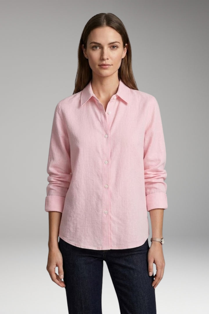 Women's Blouse with Button Closure and Collar Neckline