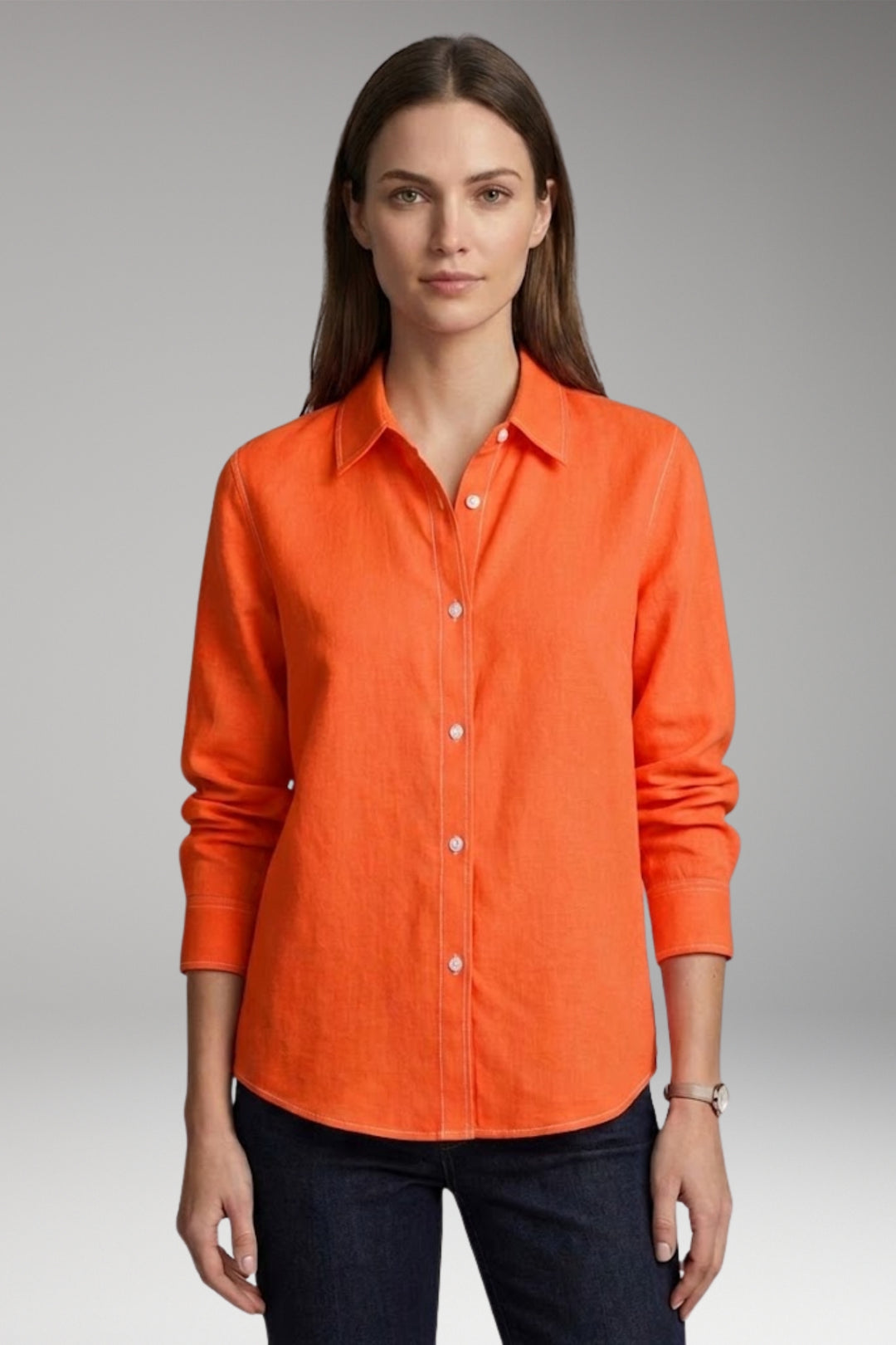 Women's Blouse with Button Closure and Collar Neckline