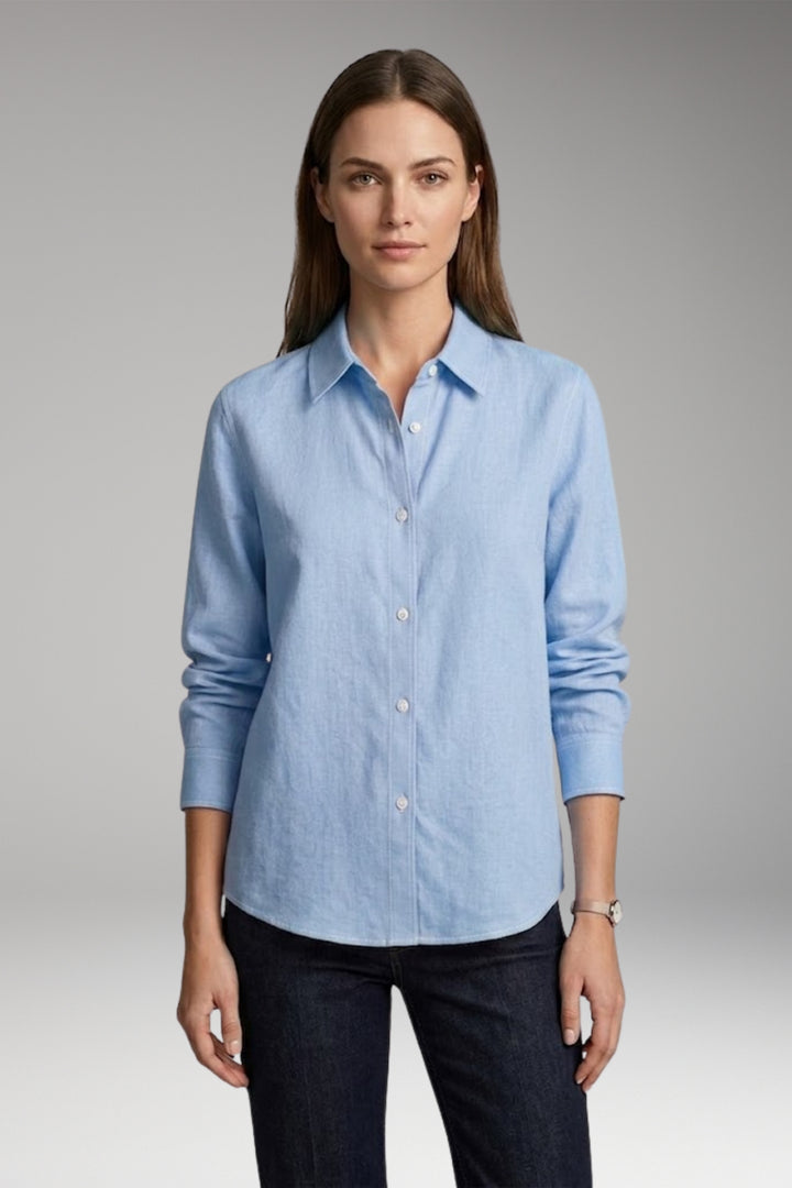 Women's Blouse with Button Closure and Collar Neckline