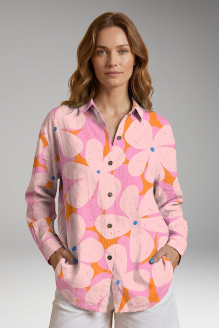 Women's Blouse with Button Closure and Long Sleeves