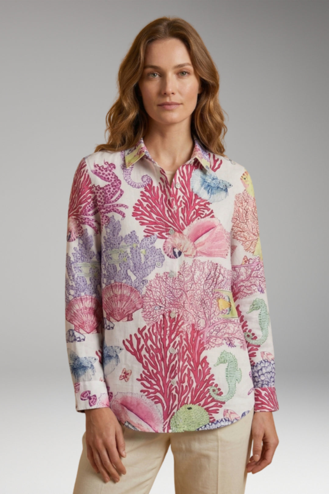 Women's Blouse with Button Closure and Long Sleeves