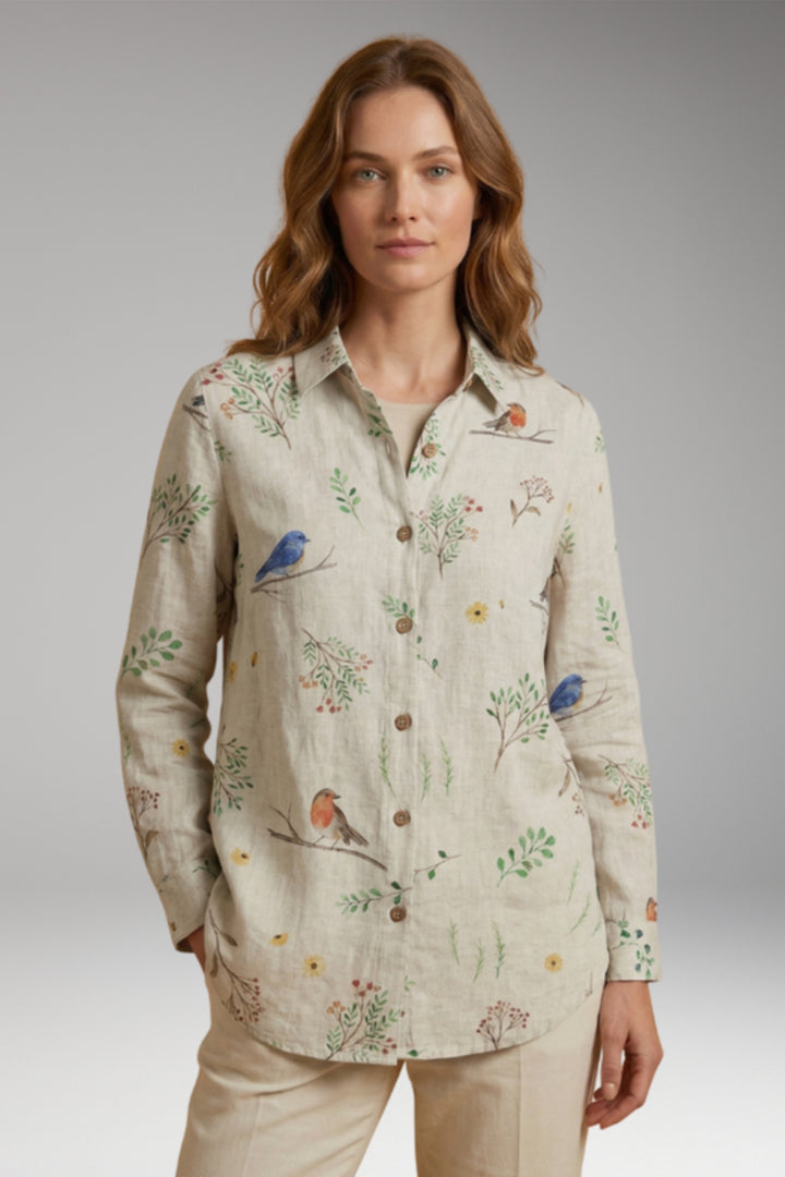 Women's Blouse with Button Closure and Long Sleeves