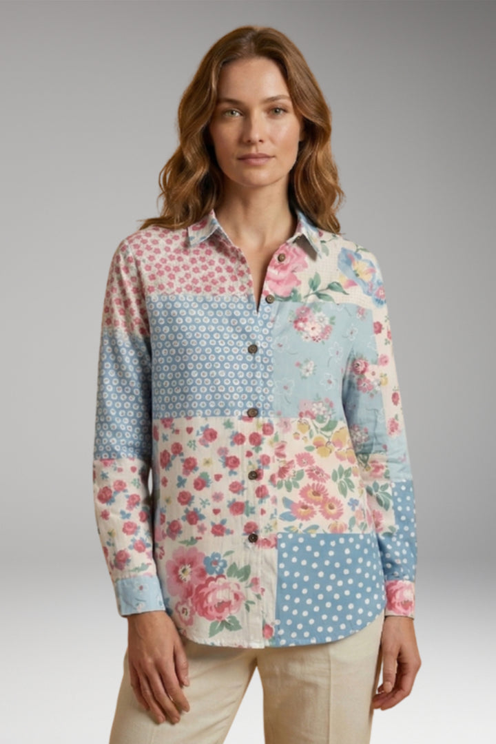 Women's Blouse with Button Closure and Long Sleeves