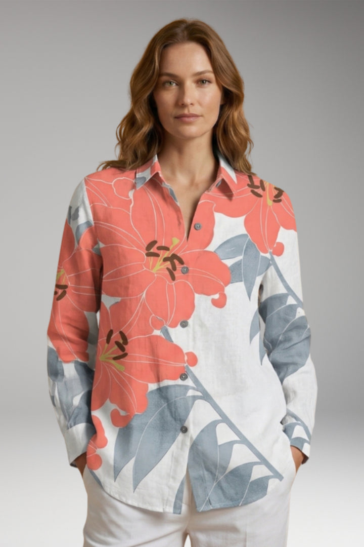 Women's Blouse with Button Closure and Long Sleeves