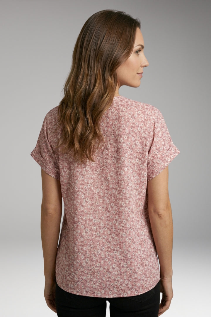Women's Blouse with Button Front and Floral Pattern
