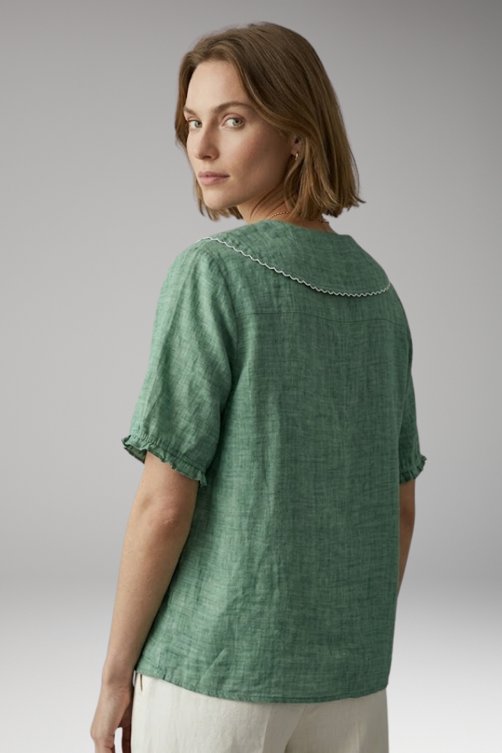 Women's Blouse with Button Front and Wide Collar