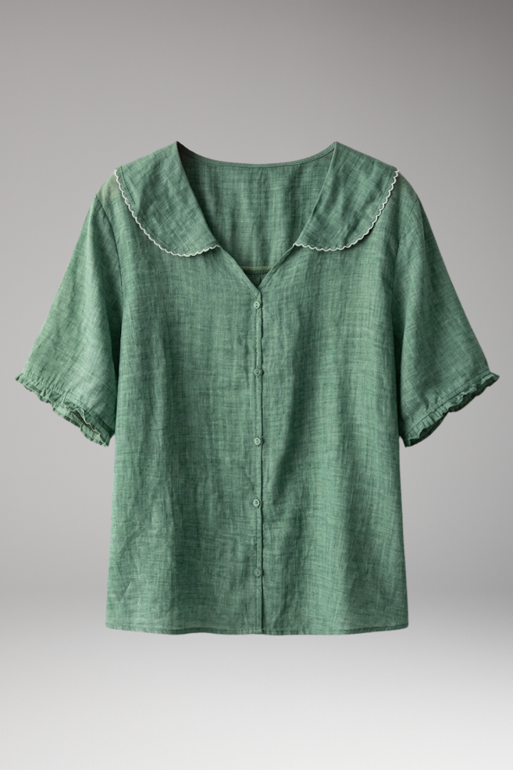 Women's Blouse with Button Front and Wide Collar