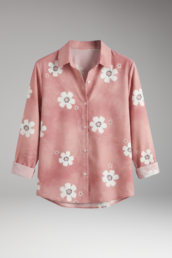 Women's Blouse with Collar Neck and Button Closure